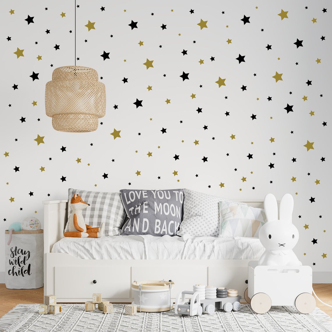 Baby Nursery Wallpaper - Cartoon 65 stks ster muursticker babykamer