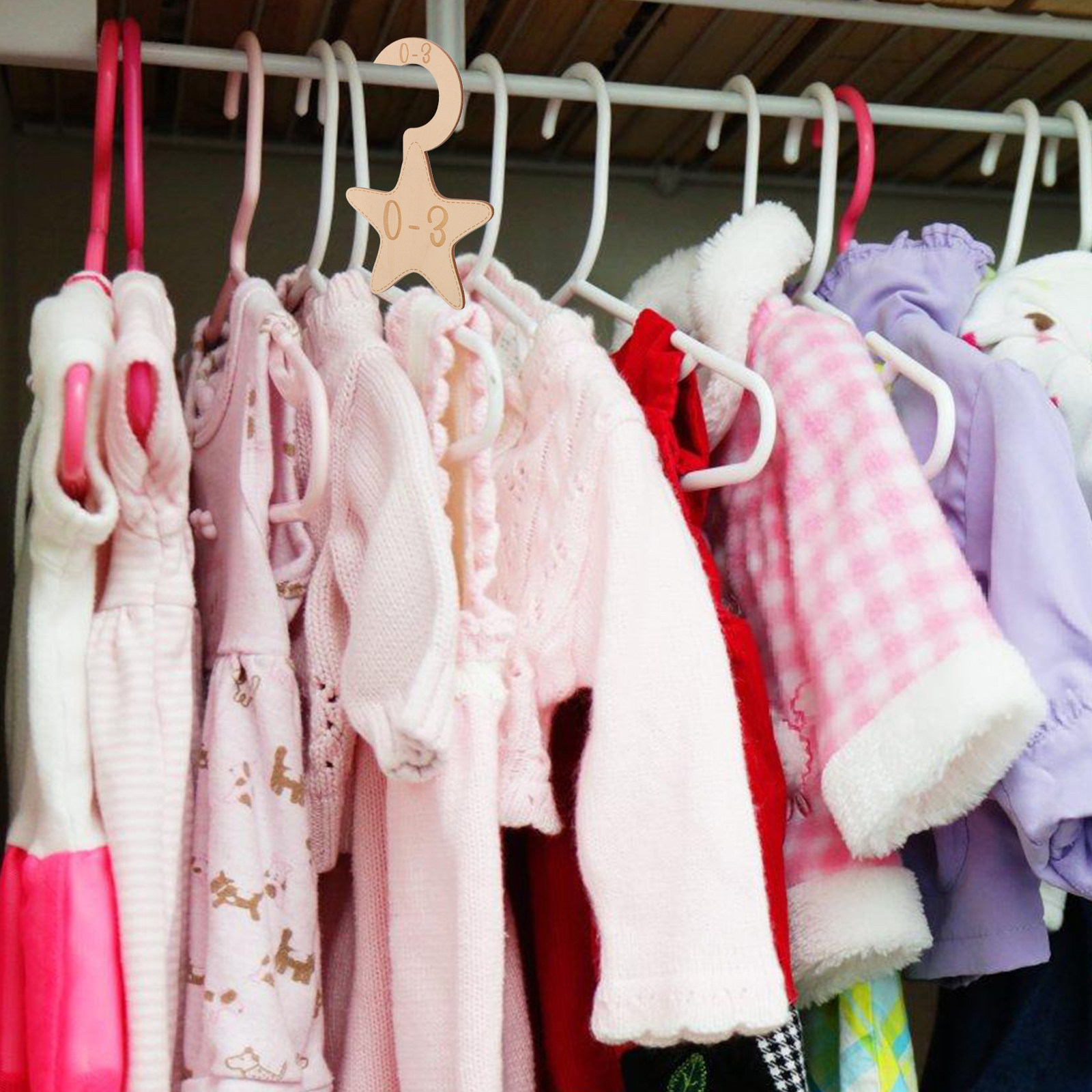 Baby Nursery Organizer - 7-delige babykleding kastverdeler van hout, maatverdeler