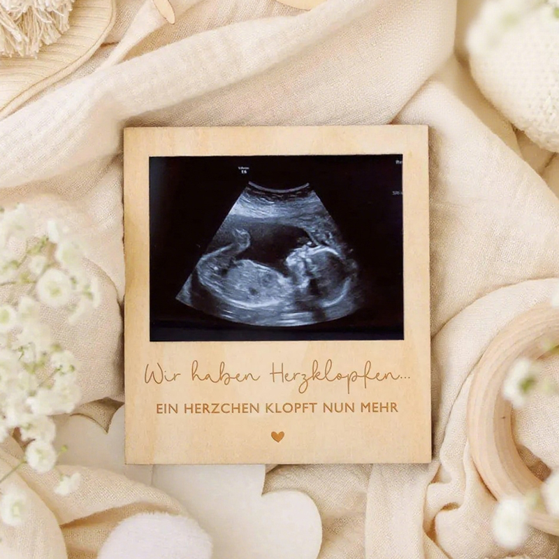 Baby Nursery Images - Echografie Zwangerschap Aankondiging Teken Houten Photobooth