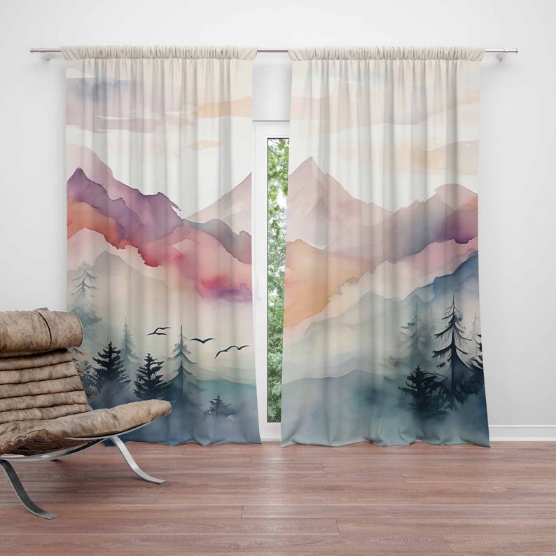 Blackout Curtain Nursery - Mountain Forest Kinderkamer Gordijn Kinderslaapkamer Gordijnen