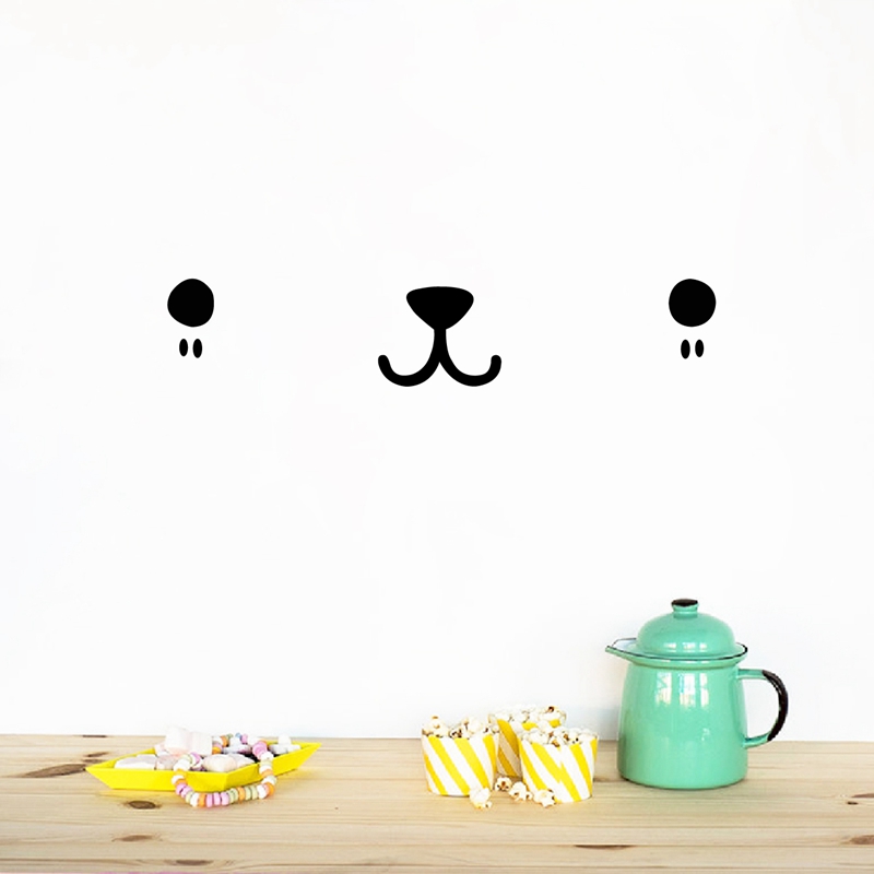 Baby Nursery Labels - Leuke Kawaii Gezicht Wall Art Decal