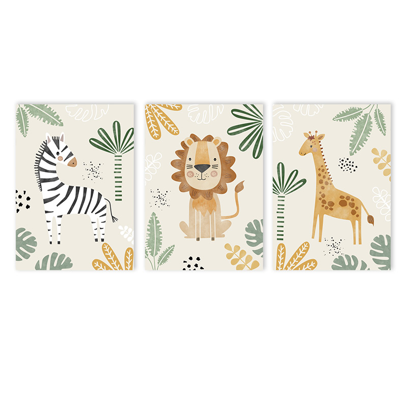 Baby Nursery Jungle Animals - (3 stuks zonder lijst) - Schattig