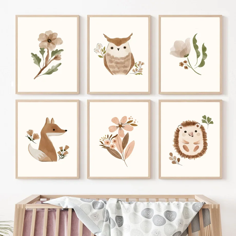 Baby Nursery Animal Theme - Woodland Nursery Wall Art Eekhoorn Uil