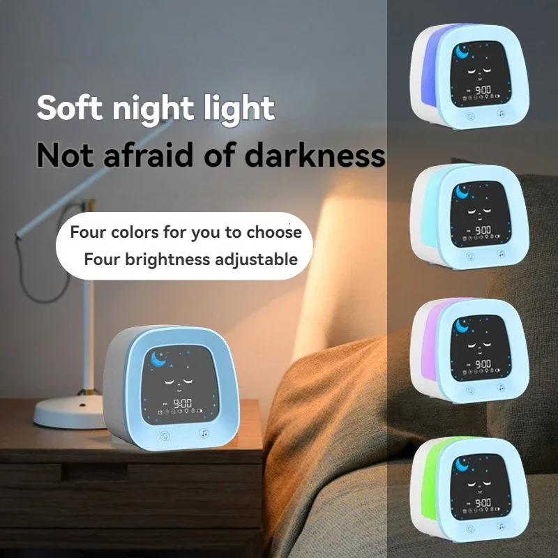 Sound Sleep Trainer Clock - Kinderslaaptrainer Wekker 4-kleuren nachtlampje en slaapgeluidsmachine