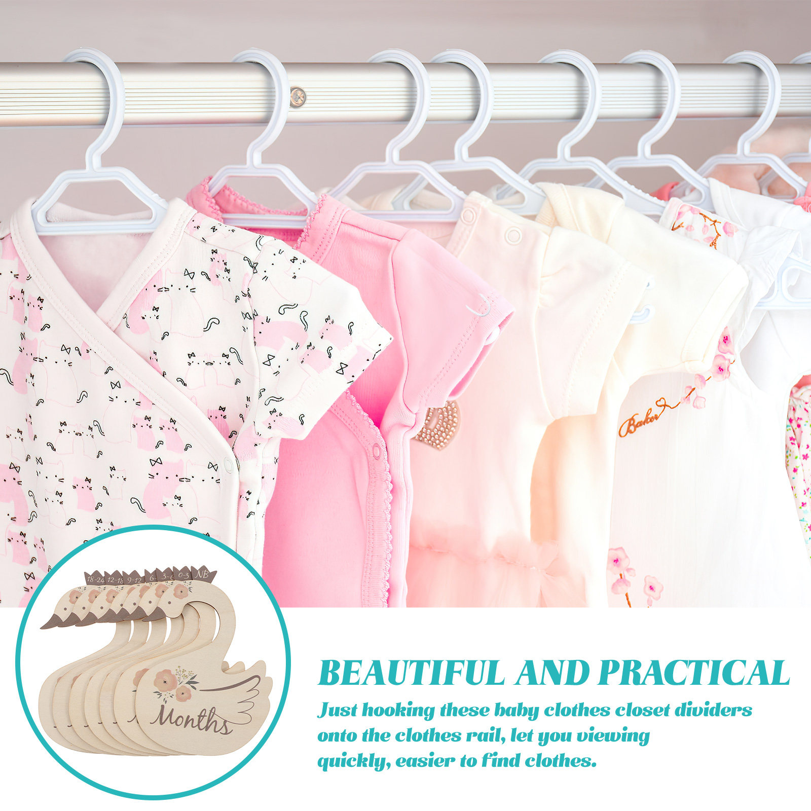 7 stuks zwanen babykleding maa - Baby Nursery Organizer recensie en prijs