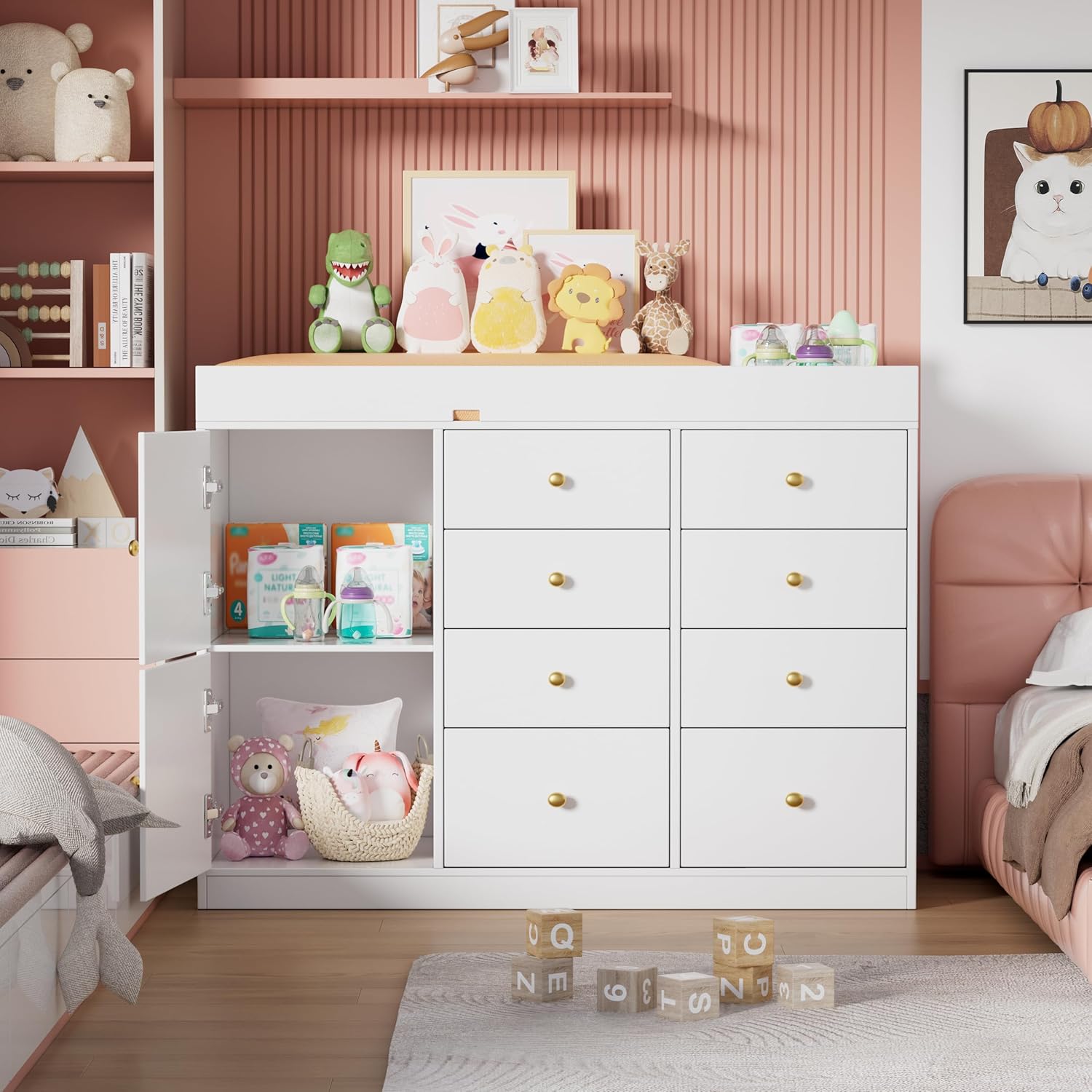 Verschoningstafel met commode, - Baby Nursery Dresser Changing Table recensie en prijs