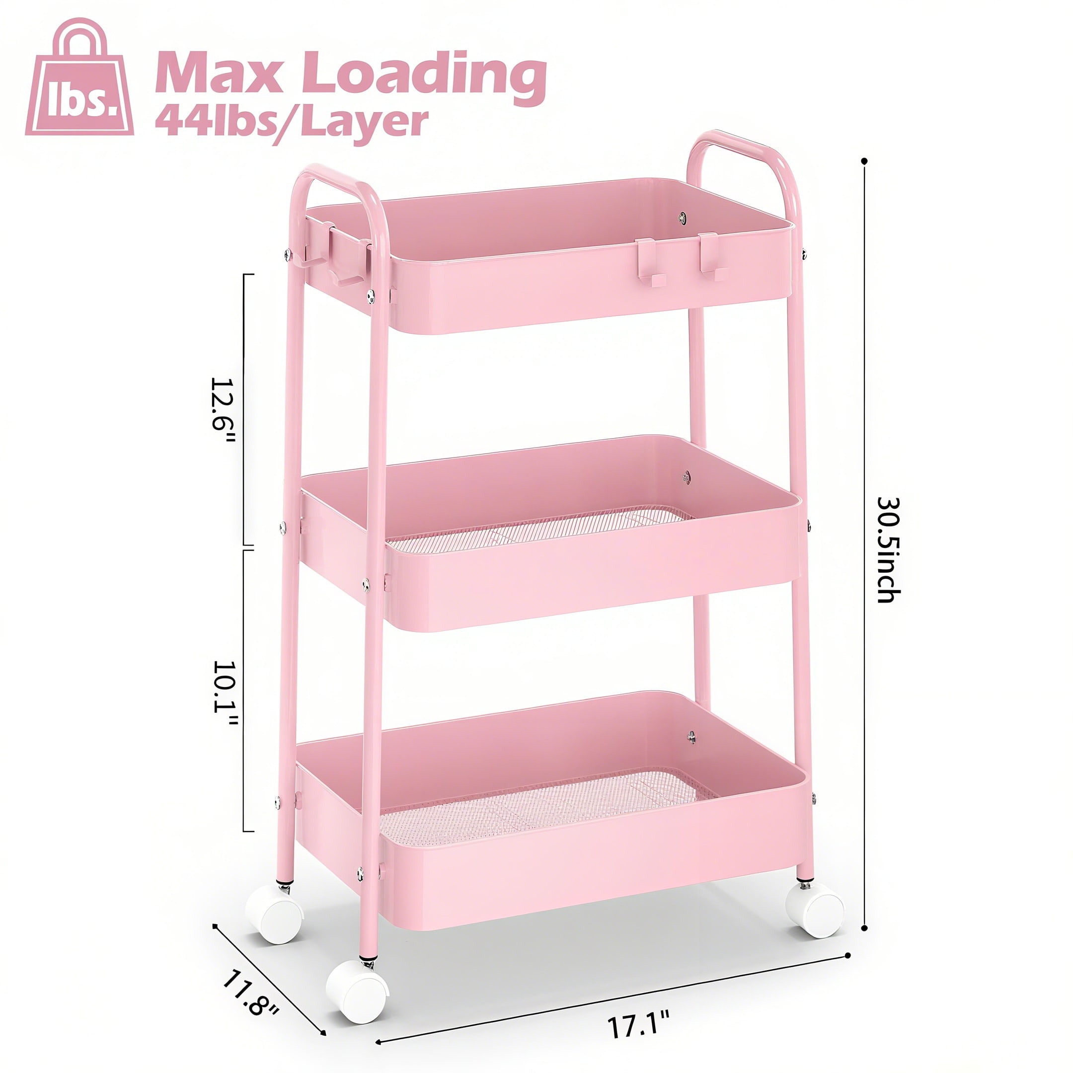 3-laags metalen rolwagen met w - Baby Nursery Organizer recensie en prijs
