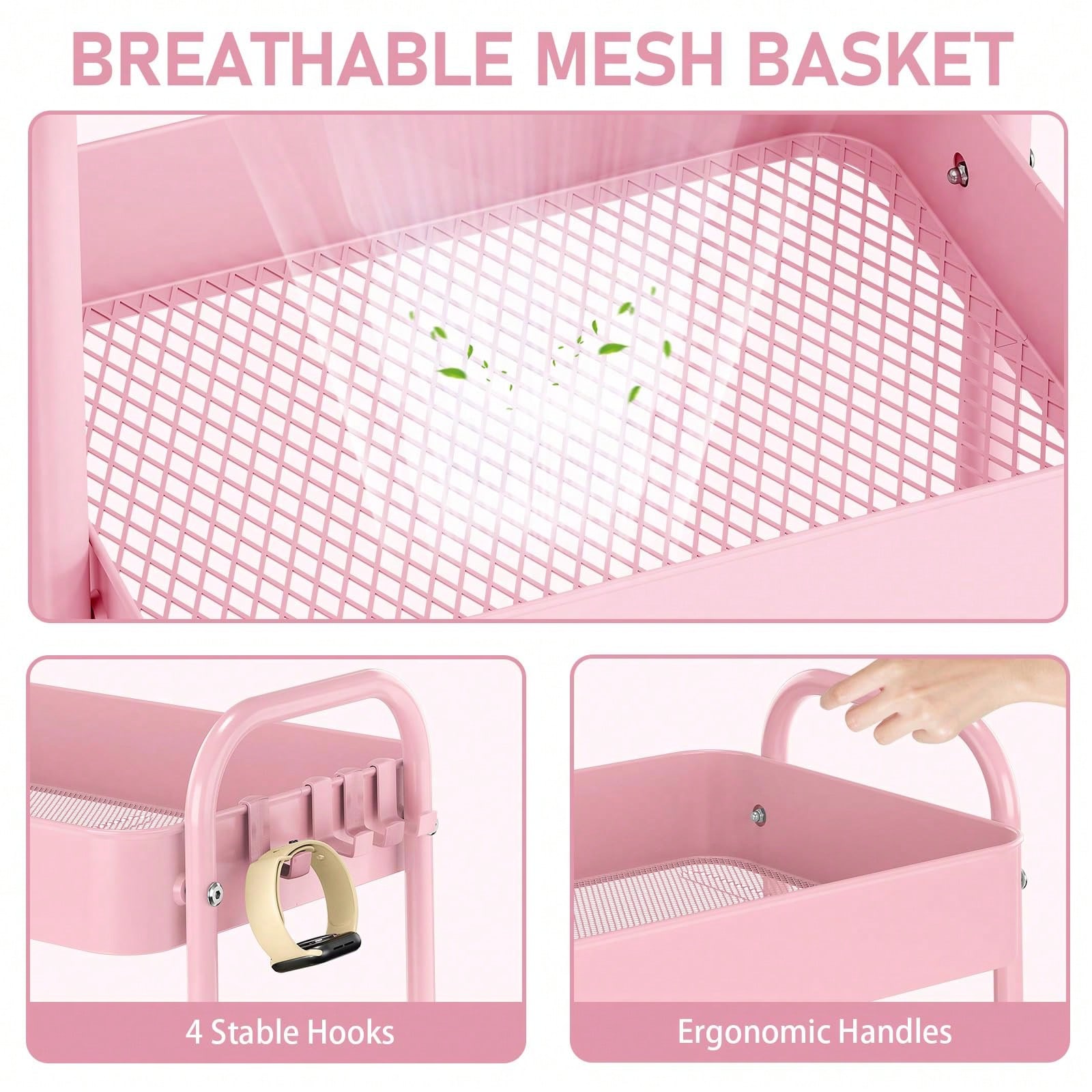 3-laags metalen rolwagen met w - Baby Nursery Organizer recensie en prijs