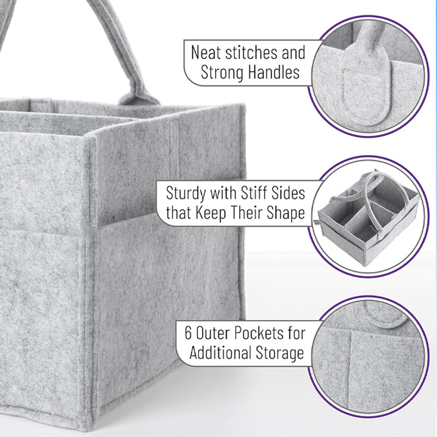 Vilten luieropbergtas voor kin - Baby Nursery Organizer recensie en prijs