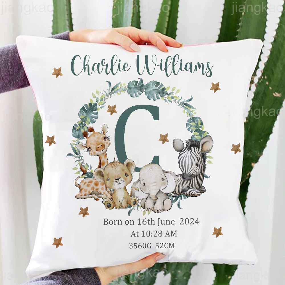 Gepersonaliseerde Safari Dier  - Baby Nursery Cushion recensie en prijs