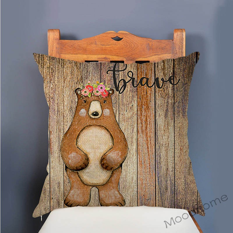 Schattige bosdieren houtstruct - Baby Nursery Cushion recensie en prijs