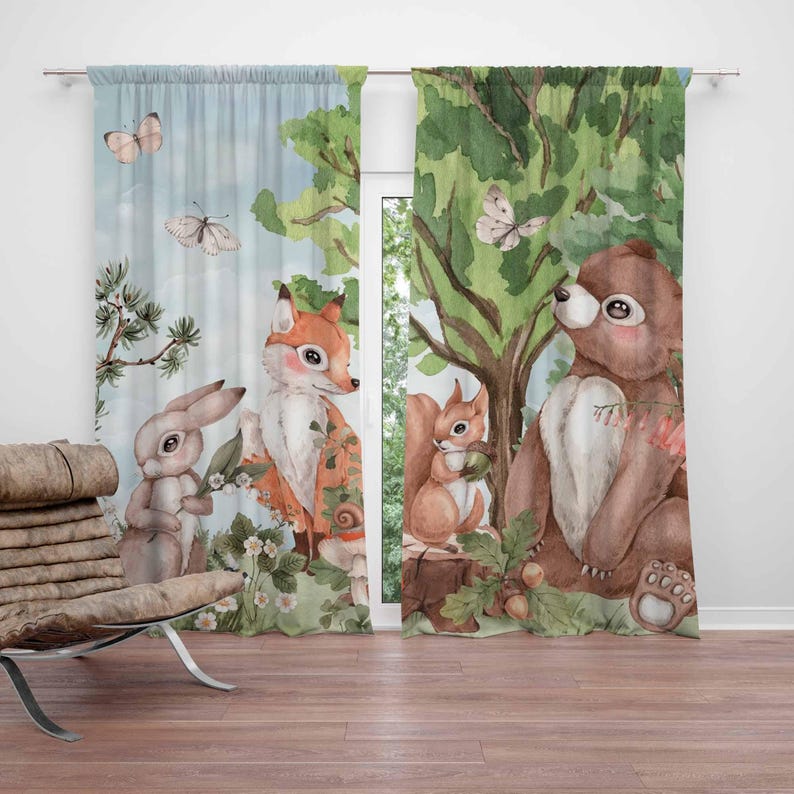 Bos Dieren Gordijnen Kinderen  - Blackout Curtain Nursery recensie en prijs