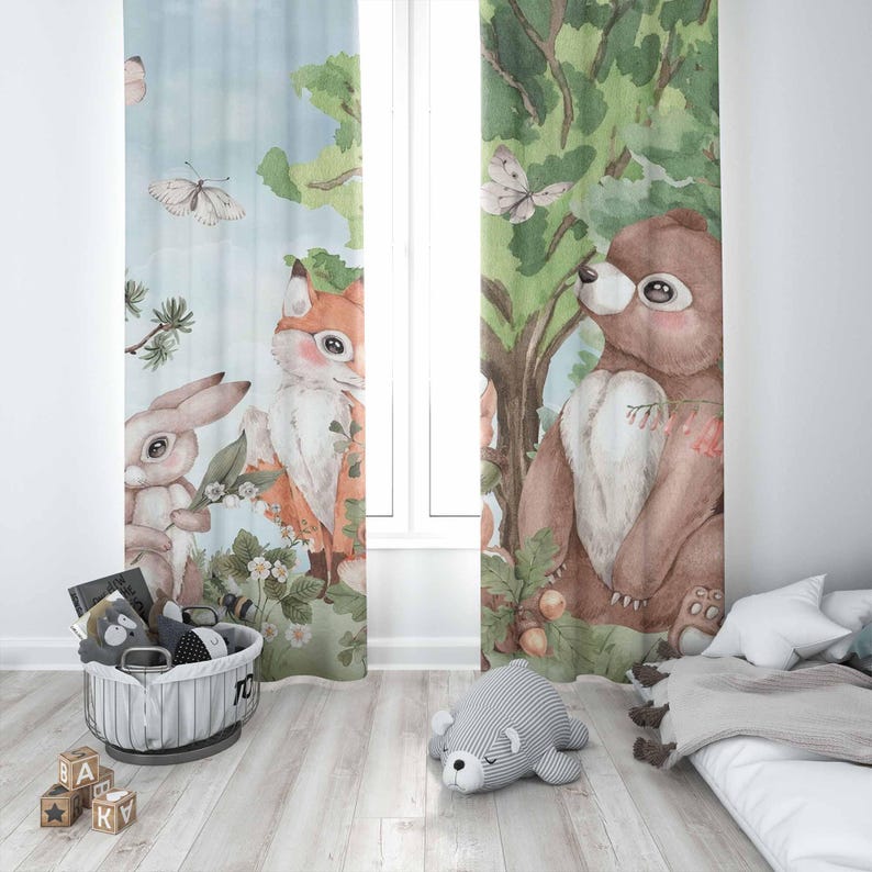 Bos Dieren Gordijnen Kinderen  - Blackout Curtain Nursery recensie en prijs
