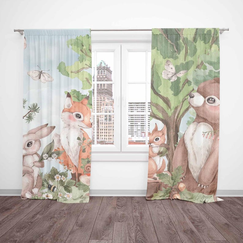 Bos Dieren Gordijnen Kinderen  - Blackout Curtain Nursery recensie en prijs
