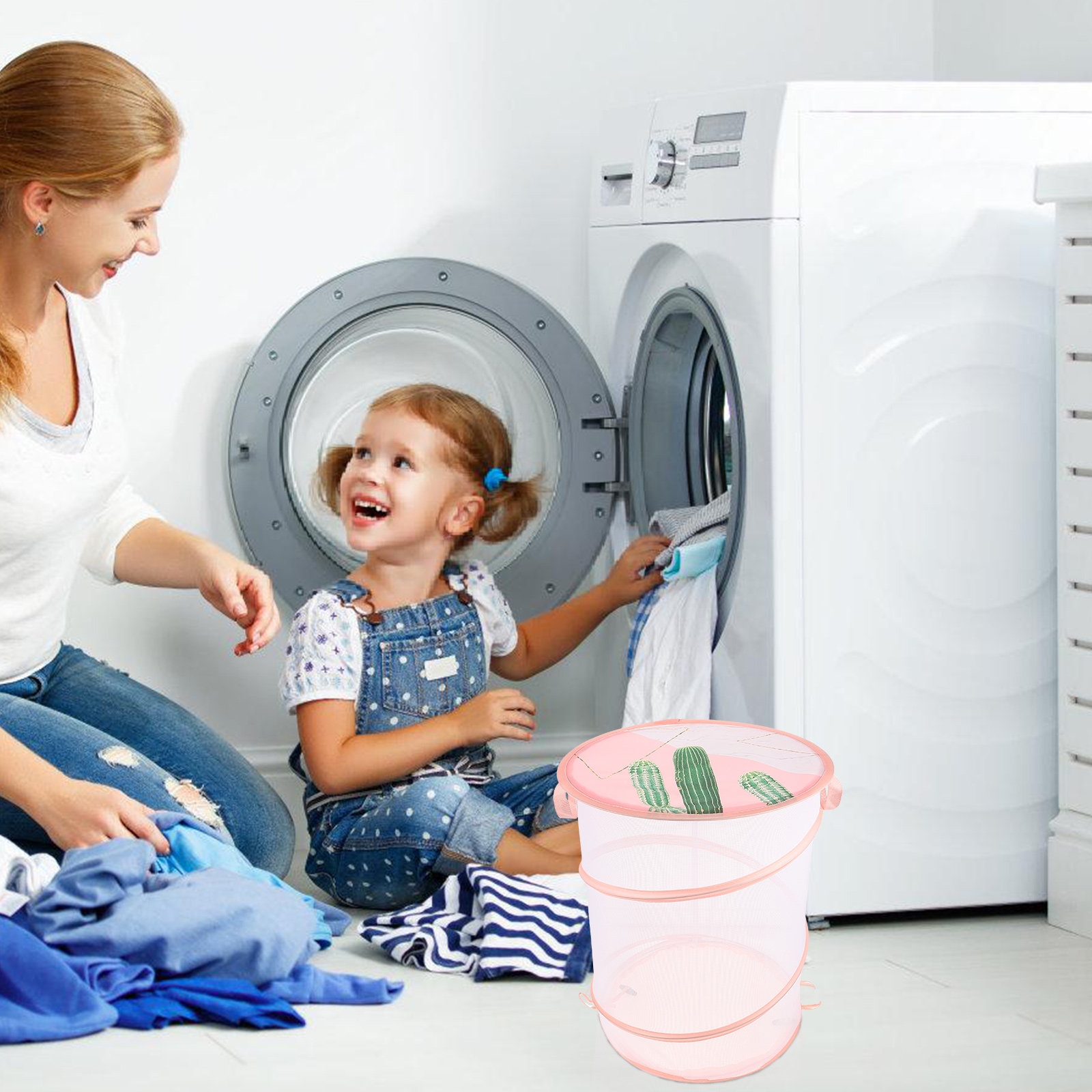 Wasmand van polyester mesh, op - Laundry Hamper Nursery recensie en prijs