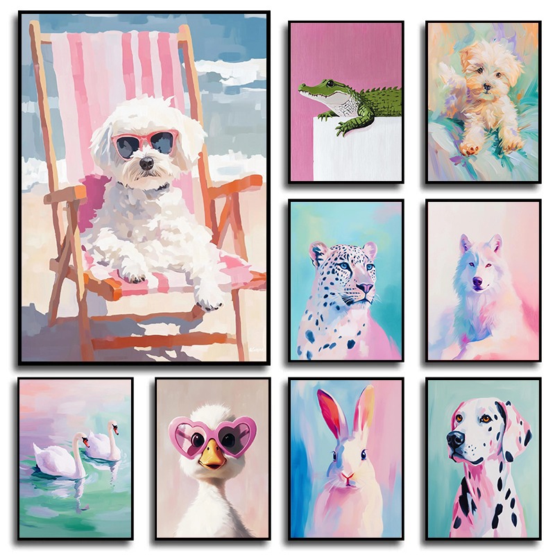 Pastel dier canvas muur kunst  - Baby Nursery Animal Theme recensie en prijs