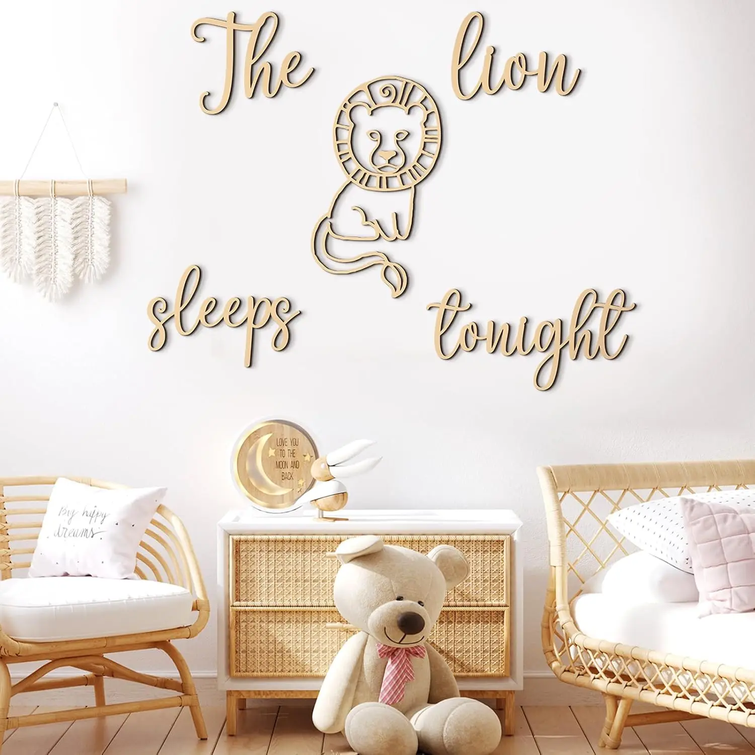 De leeuw slaapt vanavond houte - Baby Nursery Animal Theme recensie en prijs