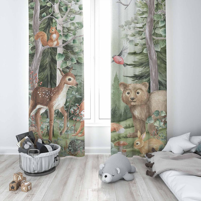 Woodland Dieren Gordijnen Kind - Blackout Curtain Nursery recensie en prijs