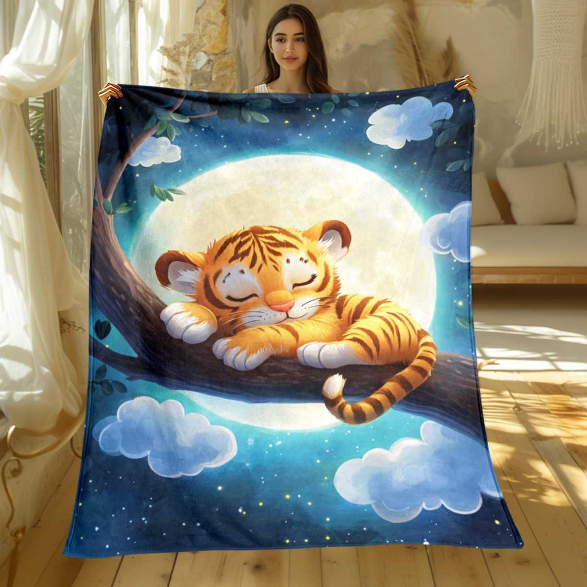 Leuke slapende tijger op boomt - Baby Nursery Animal Theme recensie en prijs