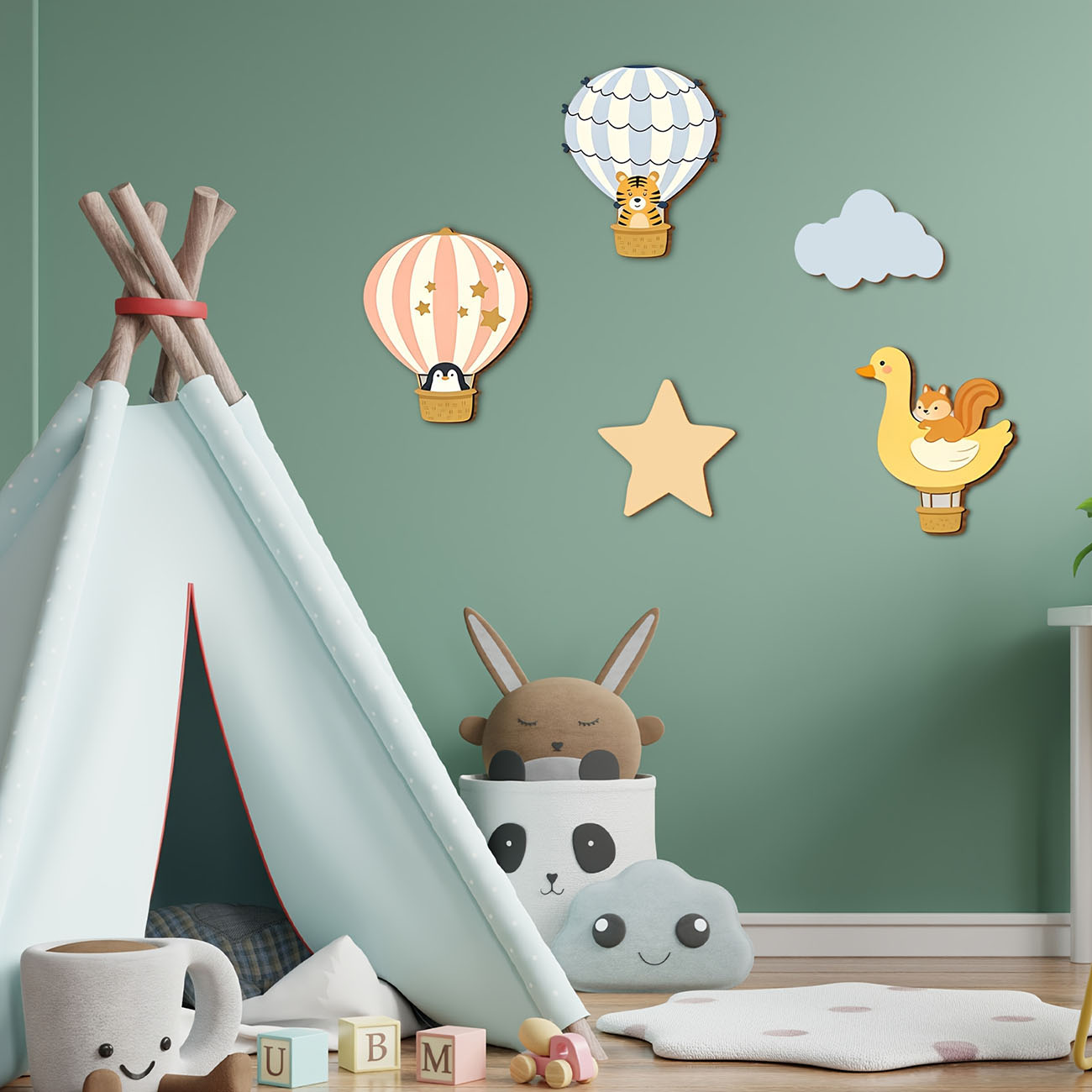 5 stuks dieren heteluchtballon - Baby Nursery Wallpaper recensie en prijs